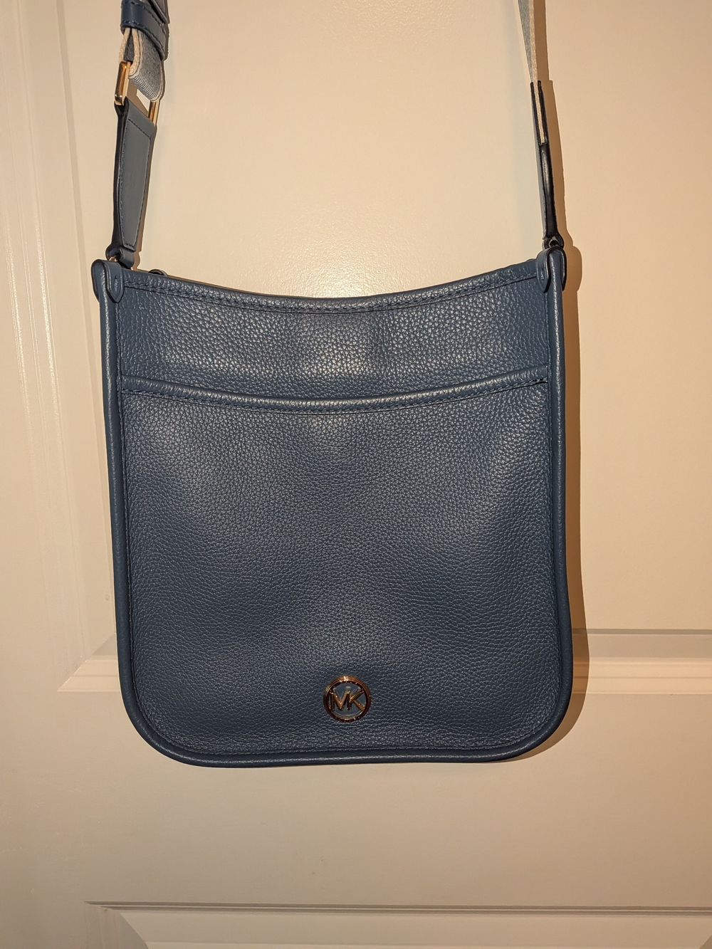 Michael Kors Blue Pebbled Leather Crossbody Bag
